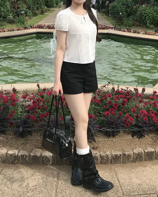 Button cotton shorts