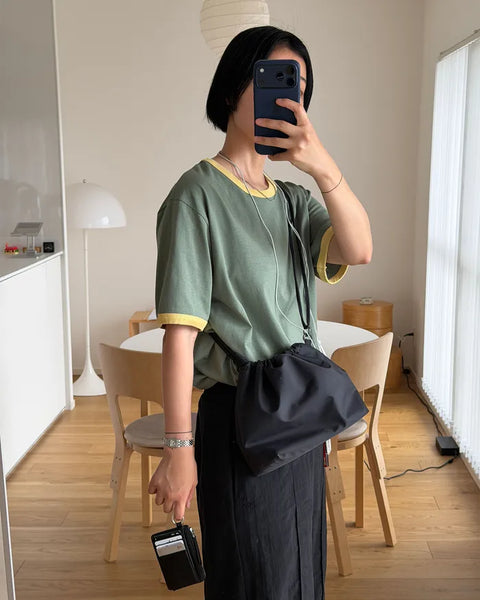 Color-blocked ringer T-shirt