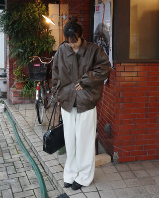 Wide-leg corduroy pants with string waistband