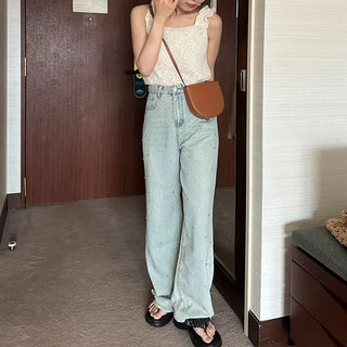 Cubic Wide Denim Pants