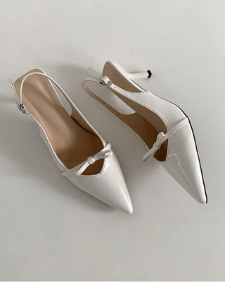 Pointed-toe ribbon slingback heels (4 colors)