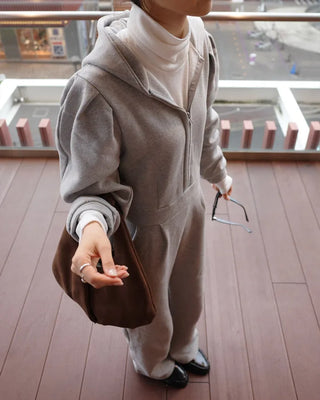 Brushed Half-Zip Jumpsuit