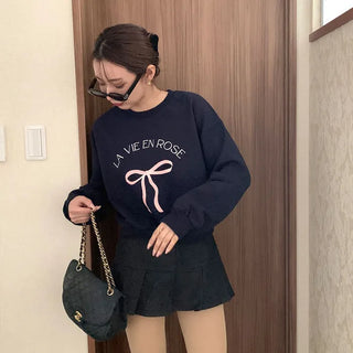 Ribbon print sweatshirt