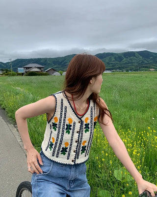 Flower Crochet Knit Vest