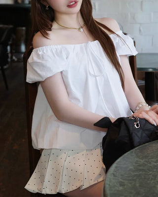 Ribbon puff sleeve blouse