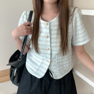 Tweed short-sleeved jacket