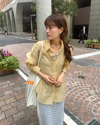 See-through side ribbon shirt