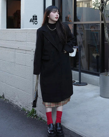 Double-button long coat