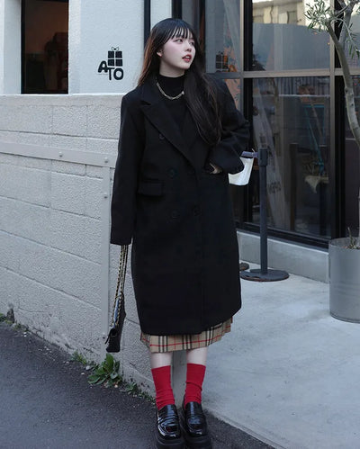 Double-button long coat