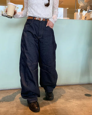 Slit denim pants