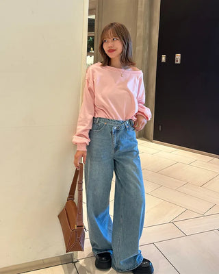 Asymmetrical denim pants