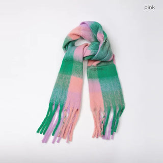 Checked long scarf