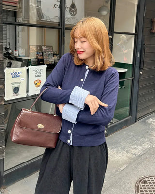 Check pattern layered cardigan