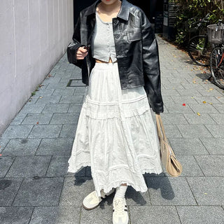 Frilled tiered skirt