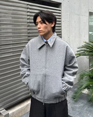 Wool zip collar jacket