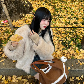 Fur cropped jacket