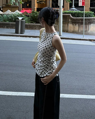 Polka Dot Round Neck Sleeveless