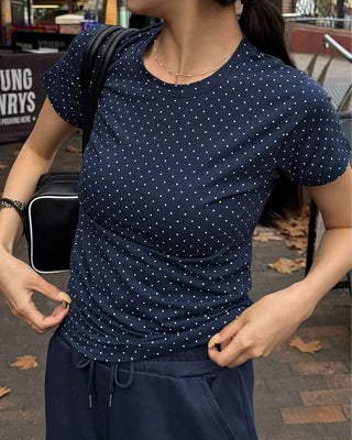 Simple polka dot short-sleeved T-shirt