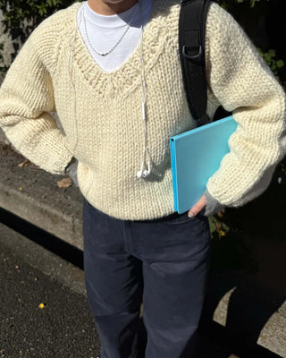 Handmade V-neck knit sweater