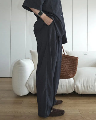 Nylon summer elastic waist pants