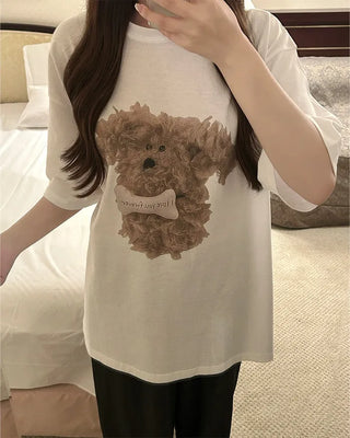 Oversized puppy half-sleeve t-shirt