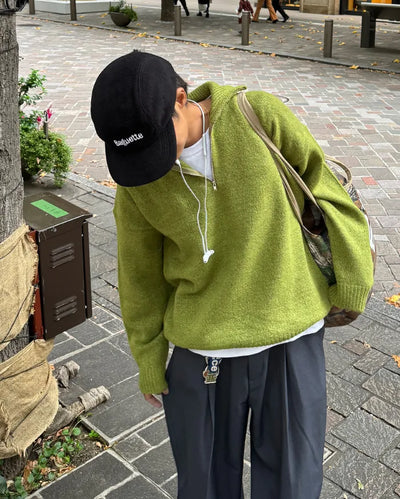 Half-neck zip-up knit