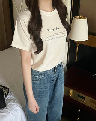 Lettering Tencel Half-Sleeve T-Shirt