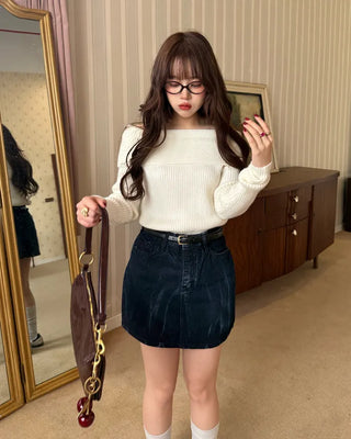 denim mini skirt