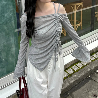 Asymmetrical Shirring T-Shirt
