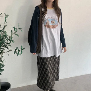 Printed raglan oversized T-shirt
