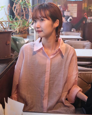 Roll-up collar shirt