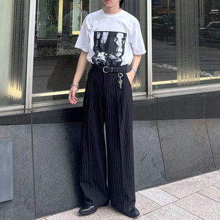 Striped wide slacks