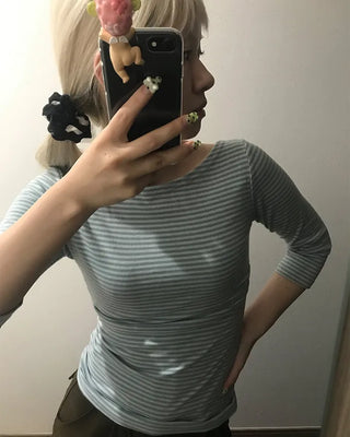 Boat neck striped T-shirt