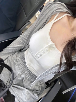 [With built-in cups] Sleeveless top with button-up cups (4 colors)
