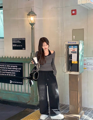Washed Slit Training Pants