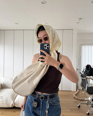 [8th Re-release] (ORIGINAL) Lined Cotton Scarf (cream)