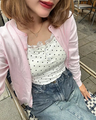 Cup-attached polka dot camisole