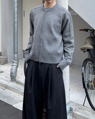 Knit zip-up jacket