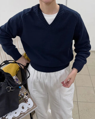 Basic wool V-neck knit