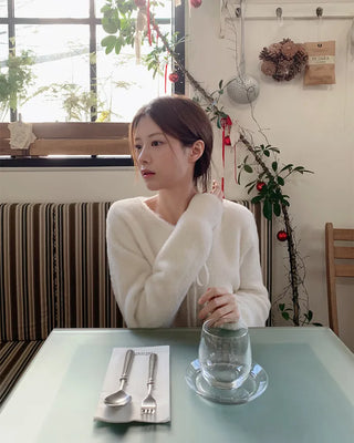 (4 colors) Ribbon Strap Fur Cardigan