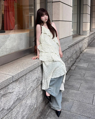 Polka Dot Tiered Camisole Long Dress