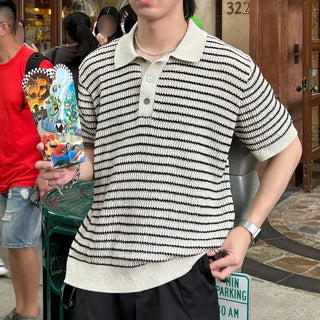 Color Button Border Knit