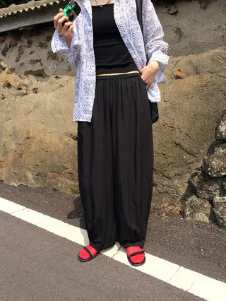 Balloon waist elastic pants
