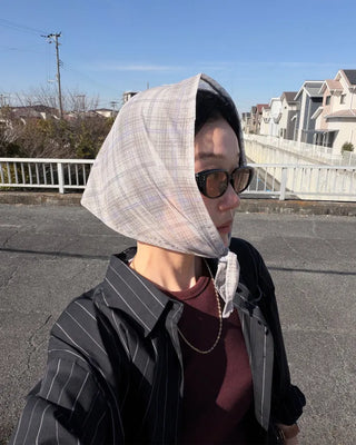 Checked sheer scarf