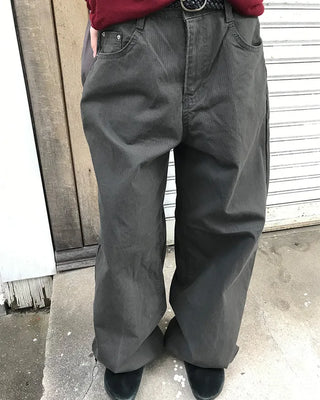 Pinstripe Wide Cotton Pants