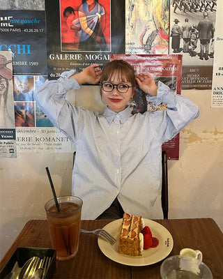 Puff-sleeve striped blouse