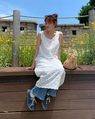 Perforated lace dress