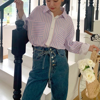 Front two-pocket striped shirt