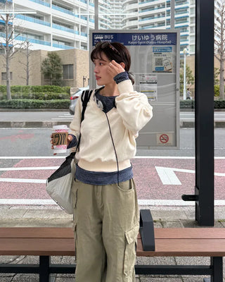 V-neck oversized sweatshirt