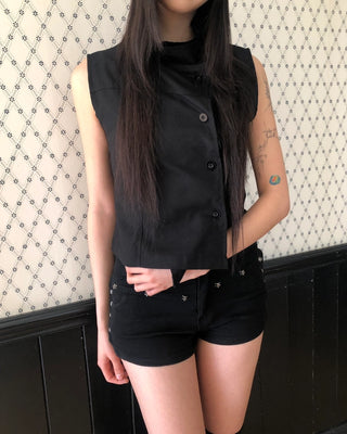 High-neck button-up vest